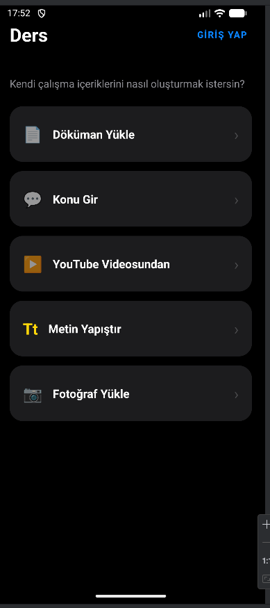 Ders Ana Menü