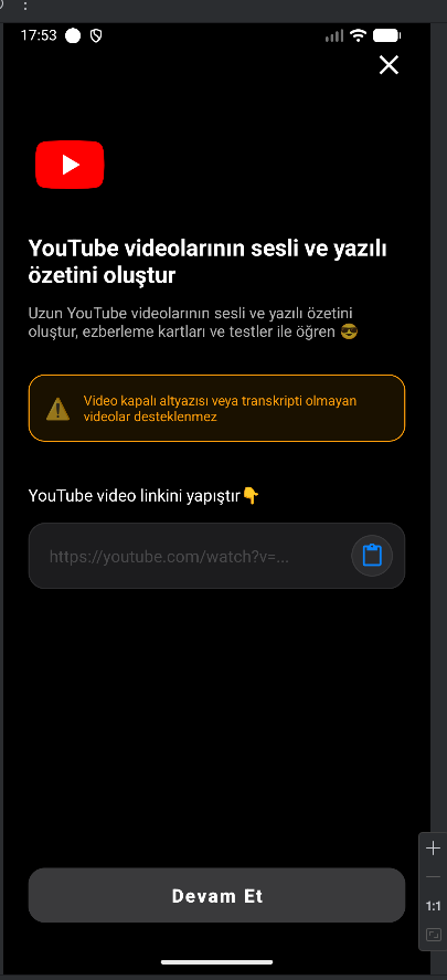 YouTube Özet Özelliği