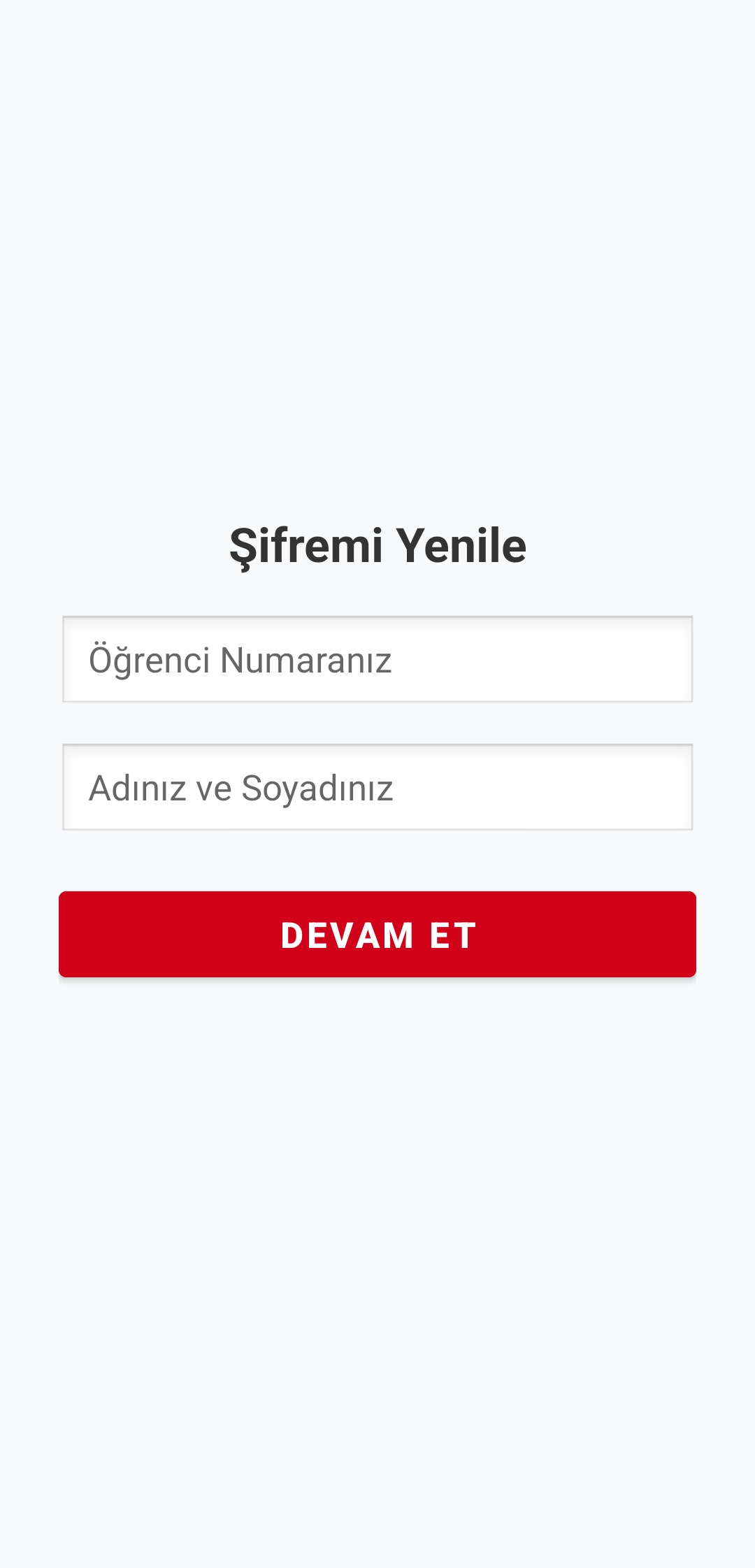 Şifre Yenileme Ekranı